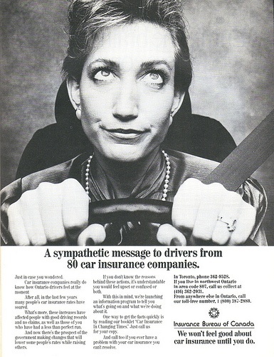 Vintage car insurance ad