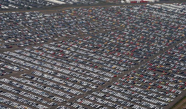 Very large car lot. 