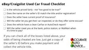 Craigslist eBay Used Car Fraud Checklist